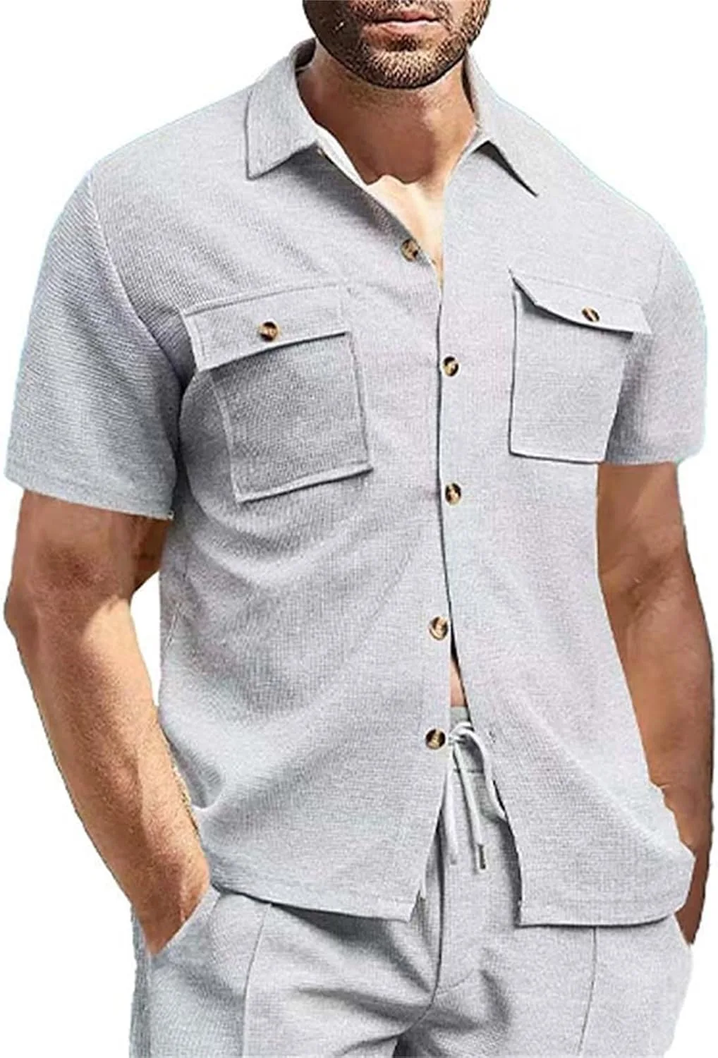 

Мужская хлопковая рубашка Casual с карманами