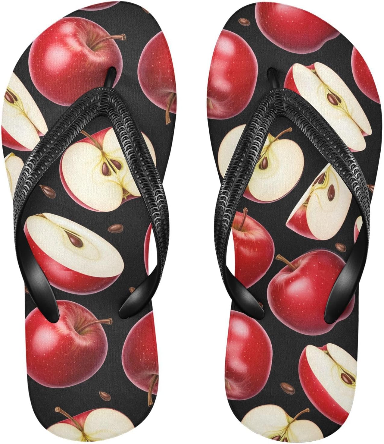 

Красные шлепанцы с фруктами для пляжа, босоножки с резиновой подошвой, нескользящие летние тапочки для женщин и мужчин, для прогулок Sinestour