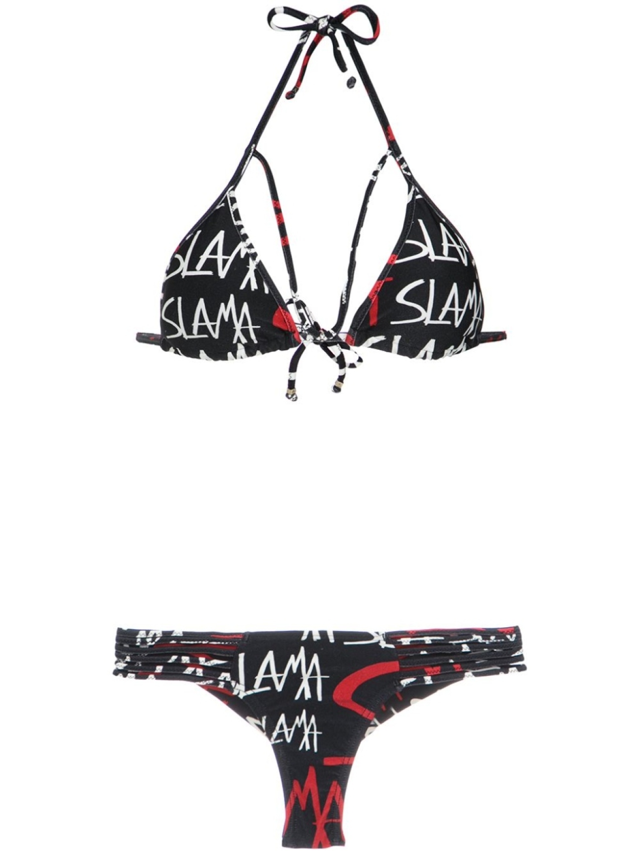 

Amir Slama logo print bikini set, черный