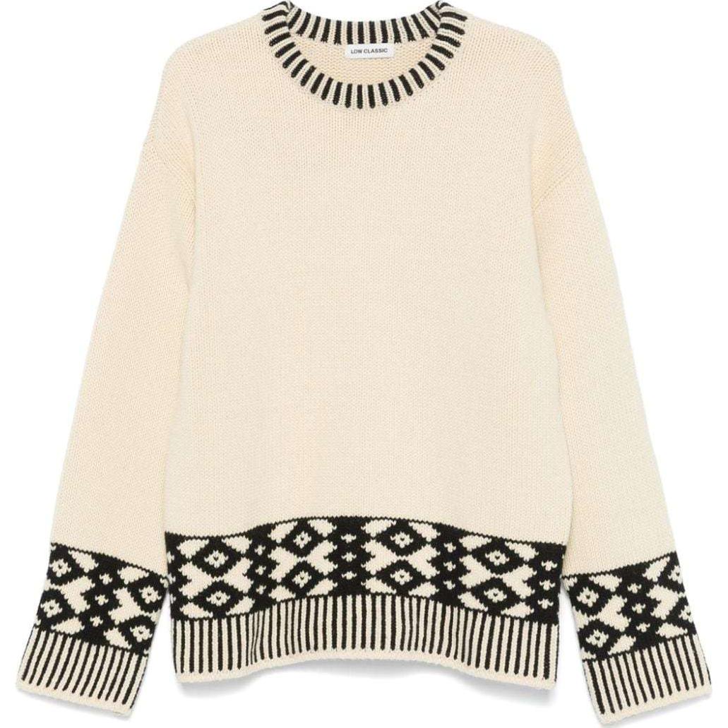 

Свитер с жаккардовым узором Low Classic, айвори белый/черный