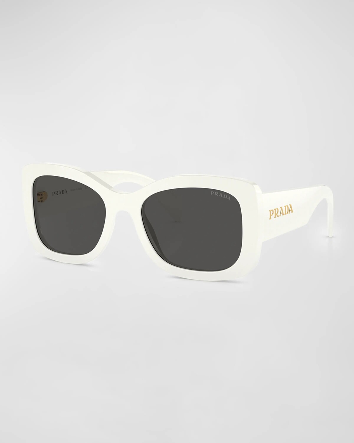 

Овальные солнцезащитные очки из ацетата с логотипом Prada, цвет Bone