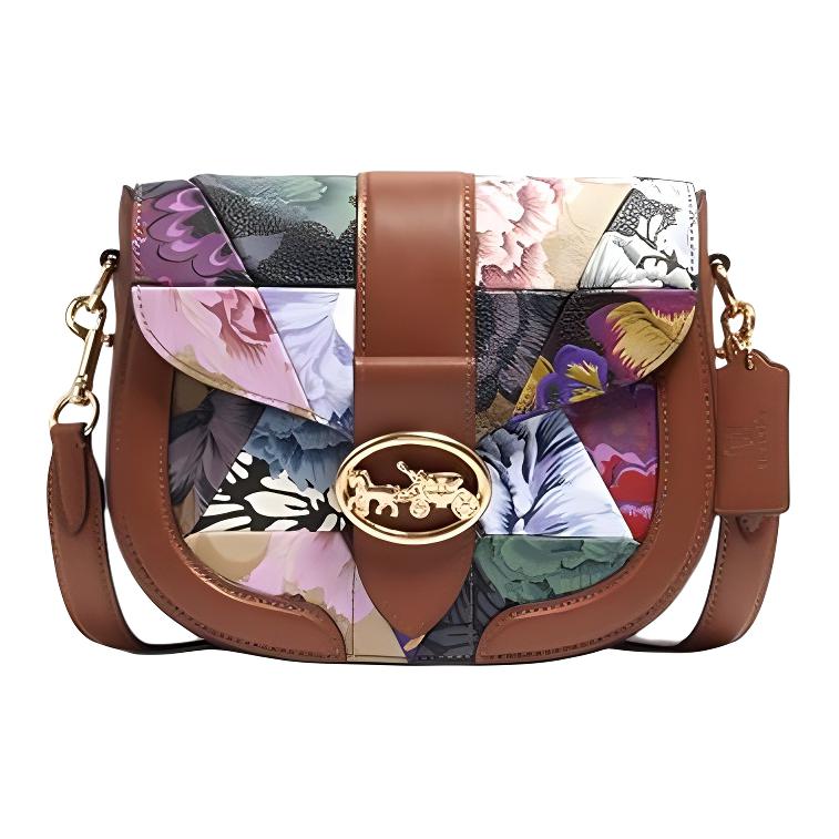 

COACH Сумка-седло X Kaffe Fassett Georgie Leather Zhi Sheng, сумка-седло, сумка через плечо, маленькая, женская, коричневого цвета