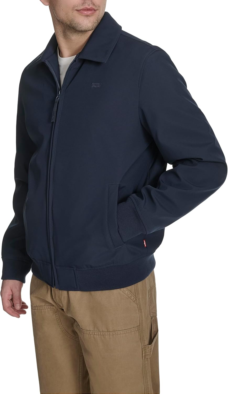 Мужская легкая куртка-бомбер Levi's из мягкой ткани софтшелл Varsity Rib Knit, Midnight — фото 2