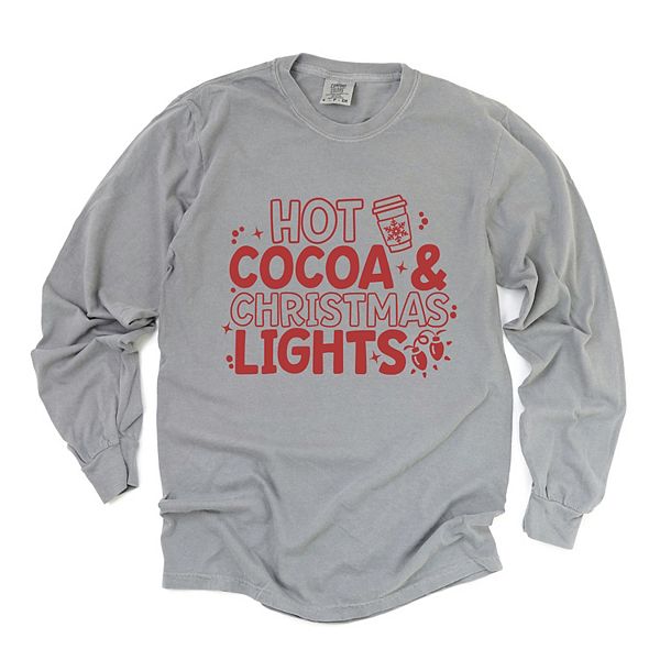 

Футболка с длинным рукавом и принтом Hot cocoa and christmas lights для женщин Simply Sage Market, Зеленый, Футболка с длинным рукавом и принтом Hot cocoa and christmas lights для женщин Simply Sage Market