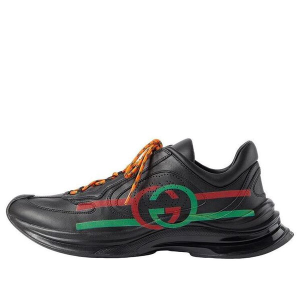 

Кроссовки run side-stripe lace-up sneakers 'black red green' Gucci, черный