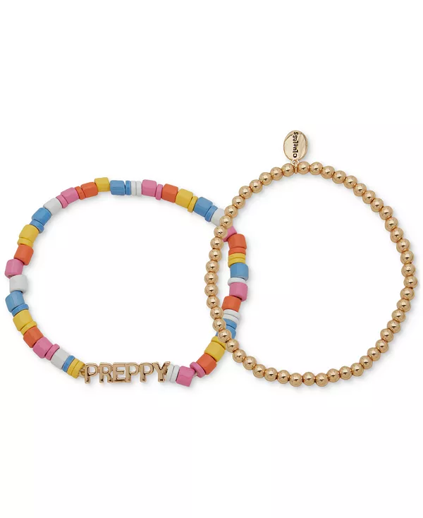 

Набор из двух эластичных браслетов в стиле преппи из бисера золотистого оттенка Clueless, multi