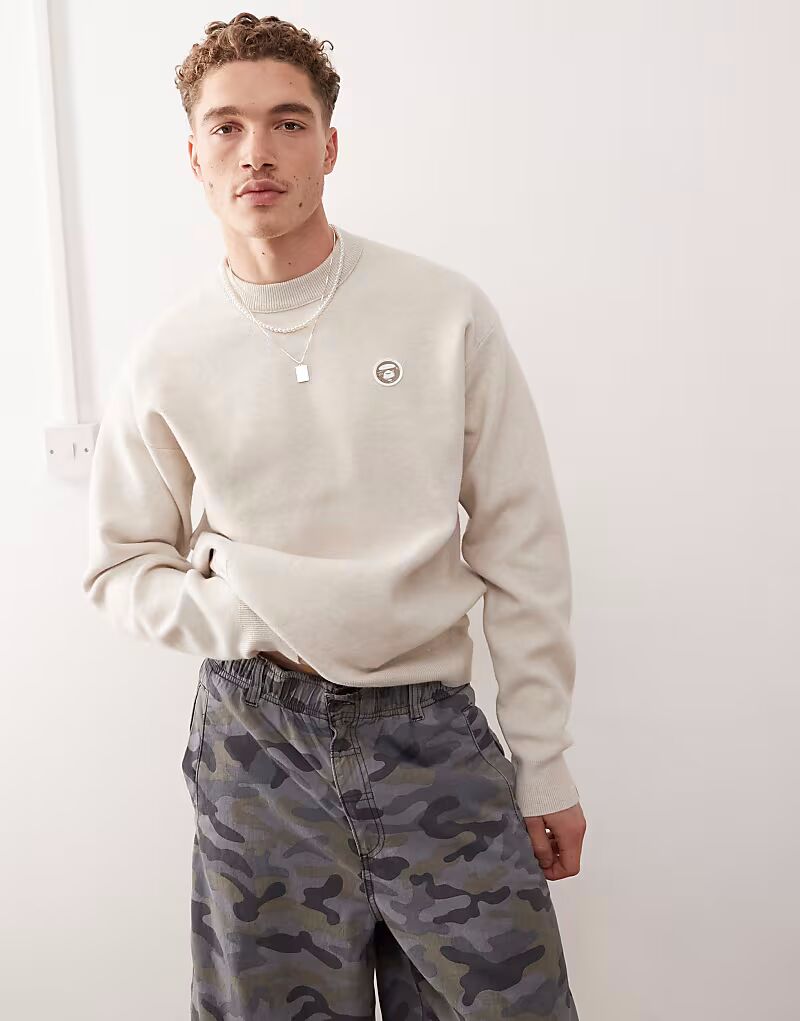 

Вязаный джемпер Aape By A Bathing Ape Now бежевого цвета