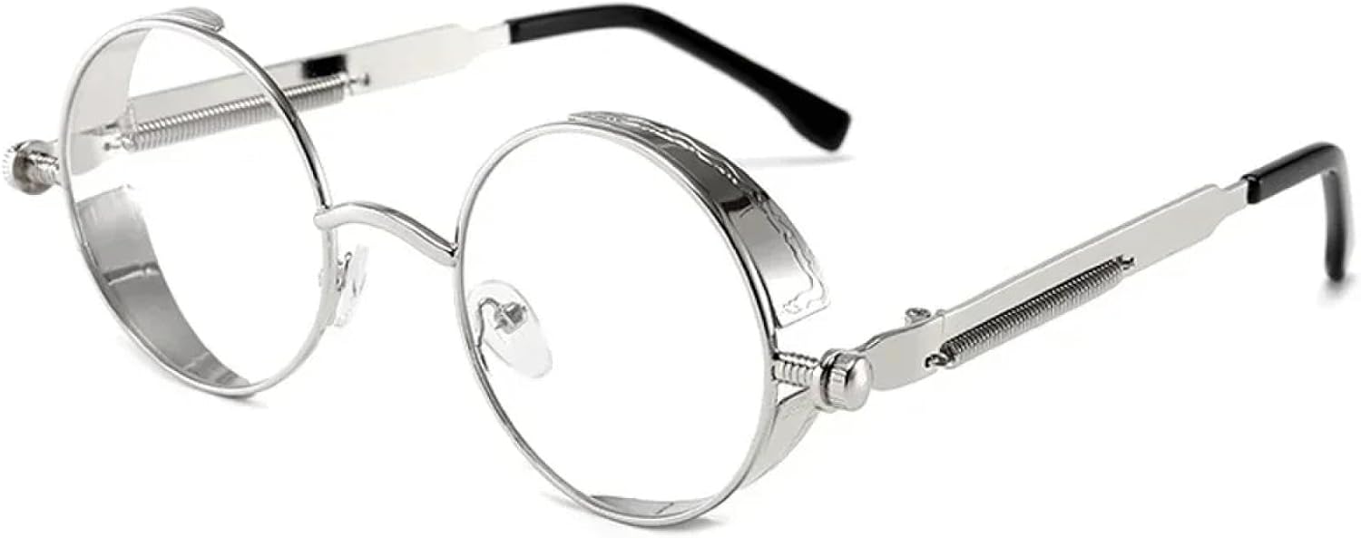 

Солнцезащитные очки с защитой от УФ-излучения UV400 | Стиль стимпанк | Для женщин и мужчин | Для занятий спортом на открытом воздухе и вождения DSVIGF, Silver-colorless