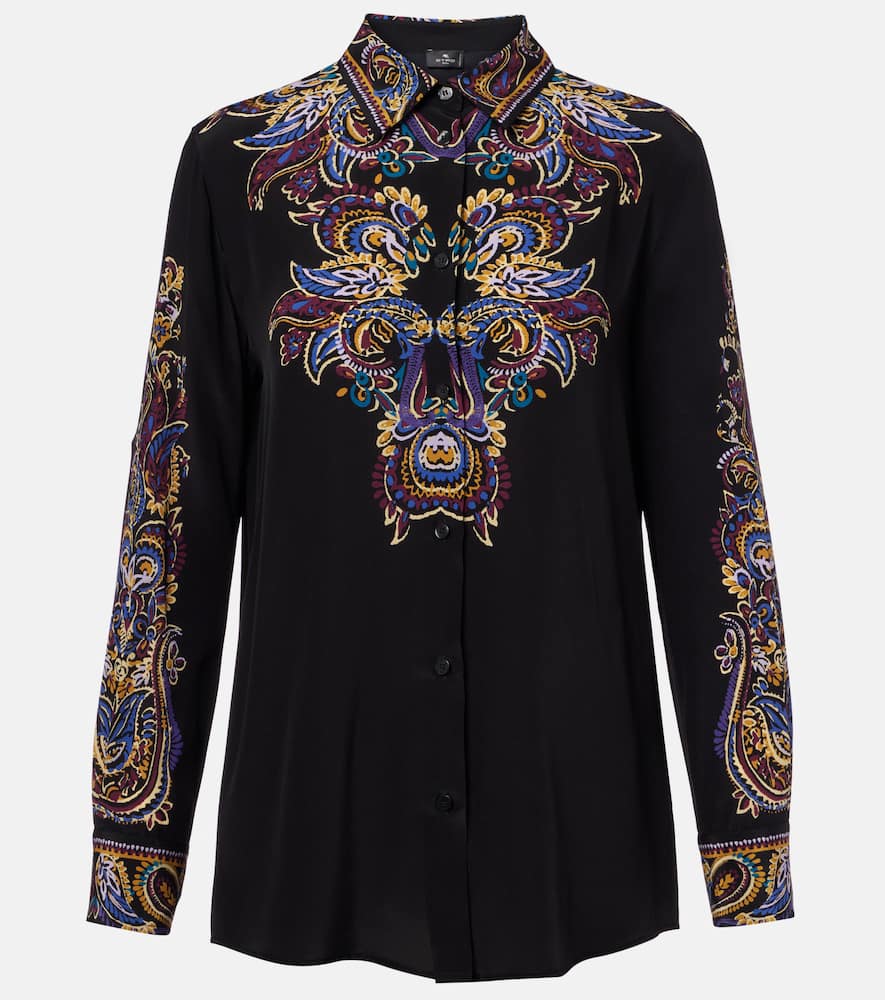 

Шёлковая рубашка с узором пейсли Etro, Multicolor Black Base
