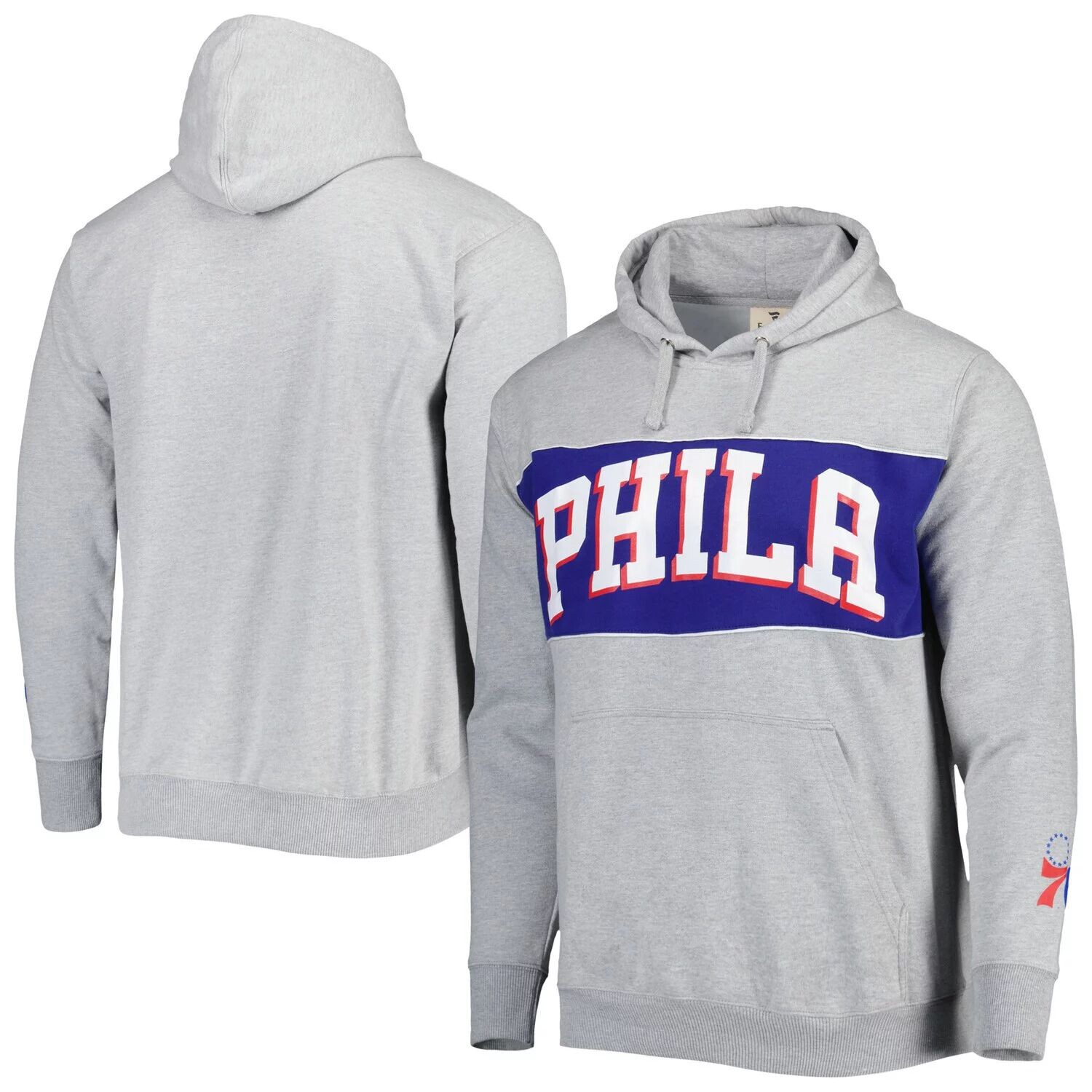 

Мужской пуловер с капюшоном из фуфайки с логотипом Heather Grey Philadelphia 76ers Wordmark French Terry Fanatics