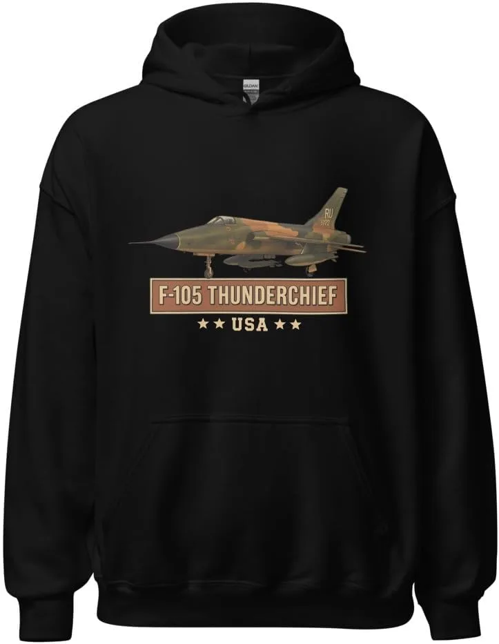 Толстовка F-105 Thunderchief - винтажный свитшот ВВС США Generic, черный
