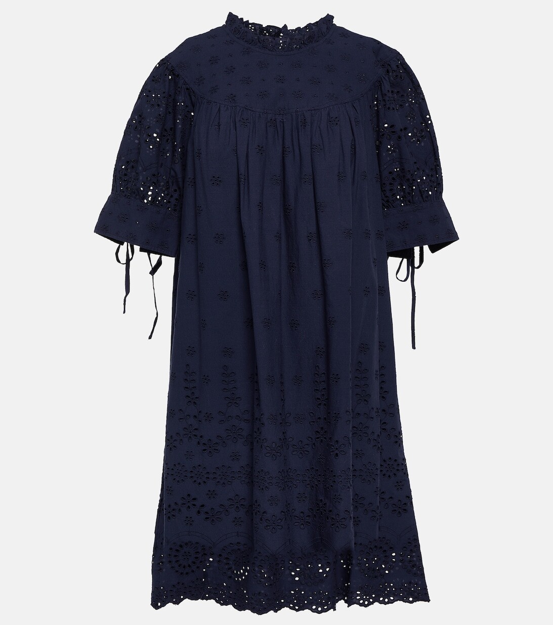 

Мини-платье из хлопка в технике бродери англез POLO RALPH LAUREN, синий