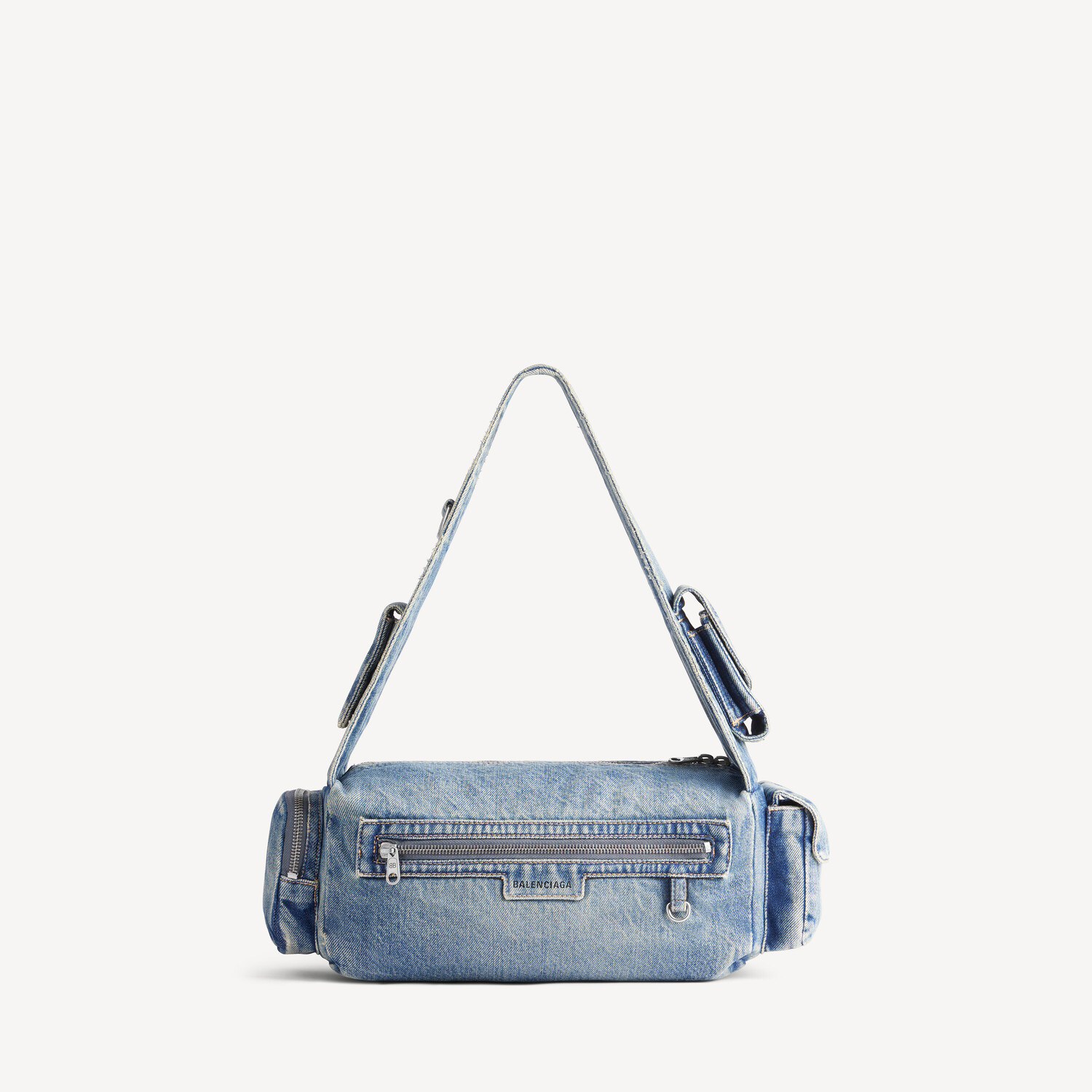 Мужская малая нагрудная сумка Superbusy синего цвета BALENCIAGA, голубой — фото 3