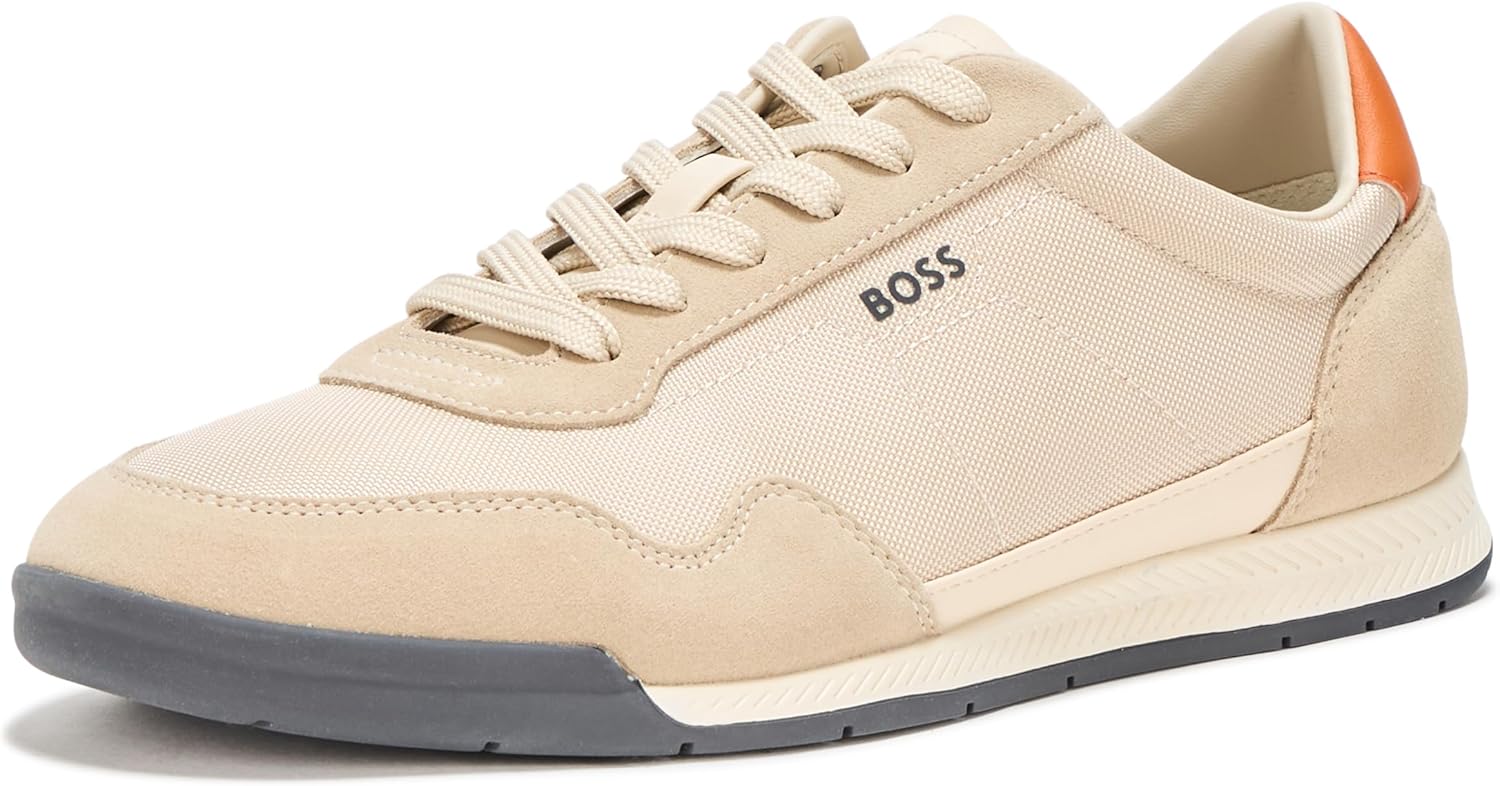 

Кроссовки низкие мужские BOSS из комбинированной кожи, Taupe Grey