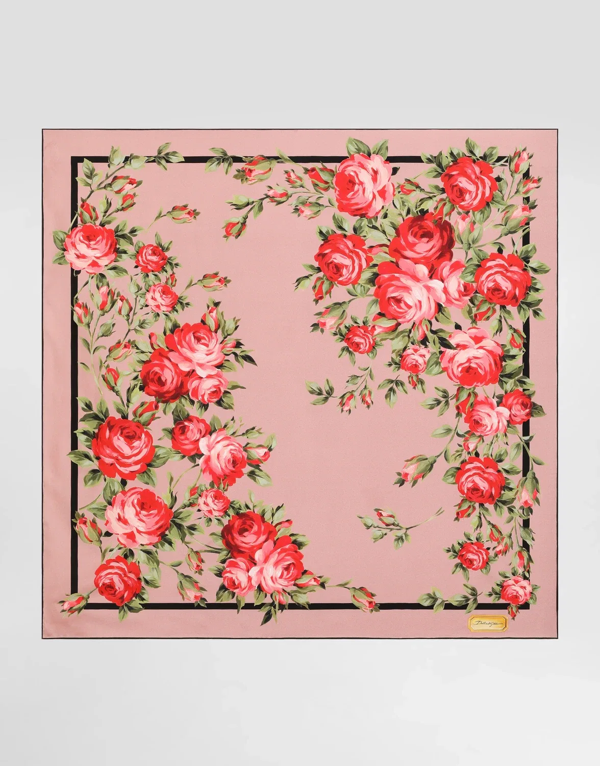 Шелковый твилли платок 90x90 с принтом "букет роз" DOLCE & GABBANA, розовый