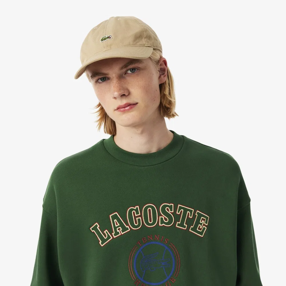Мужской свитшот Lacoste Big Graphic Loose Fit Crew Neck, зелёный — фото 3