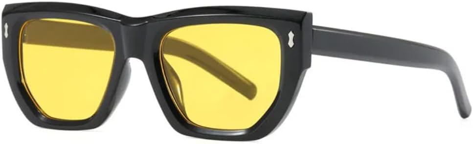 

Винтажные заклепки украшают большие квадратные женские солнцезащитные очки, роскошные мужские очки для активного отдыха и путешествий, защита от УФ-излучения UV400 TVTBBVV, Black Yellow