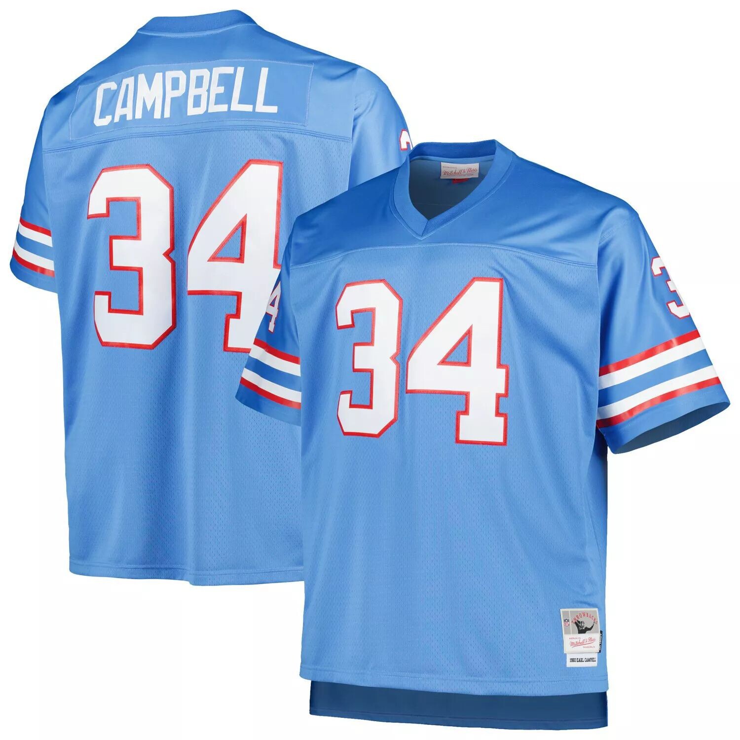 

Мужская футболка Mitchell & Ness Earl Campbell светло-синего цвета "Хьюстон Ойлерз" Big & Tall 1980 года, реплика вышедшего на пенсию игрока, Синий, Мужская футболка Mitchell & Ness Earl Campbell светло-синего цвета "Хьюстон Ойлерз" Big & Tall 1980 года, 