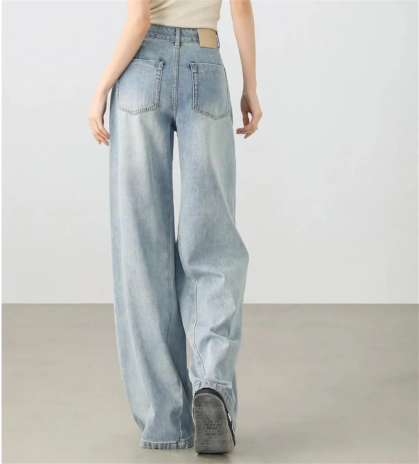 Женские джинсы Cotton Jeans Fashion Straight высокие с карманами — фото 3