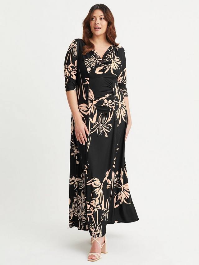 

Платье с цветочным капюшоном на шее Scarlett & Jo, цвет Black/Cream