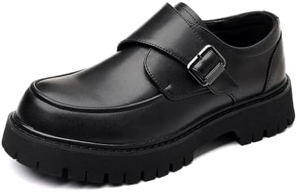 

Мужские кожаные массивные лоферы на платформе с круглым носком, рифленой подошвой, противоскользящие, без шнурков, формальные туфли для работы, вечеринок и мероприятий Fifilapin, черный