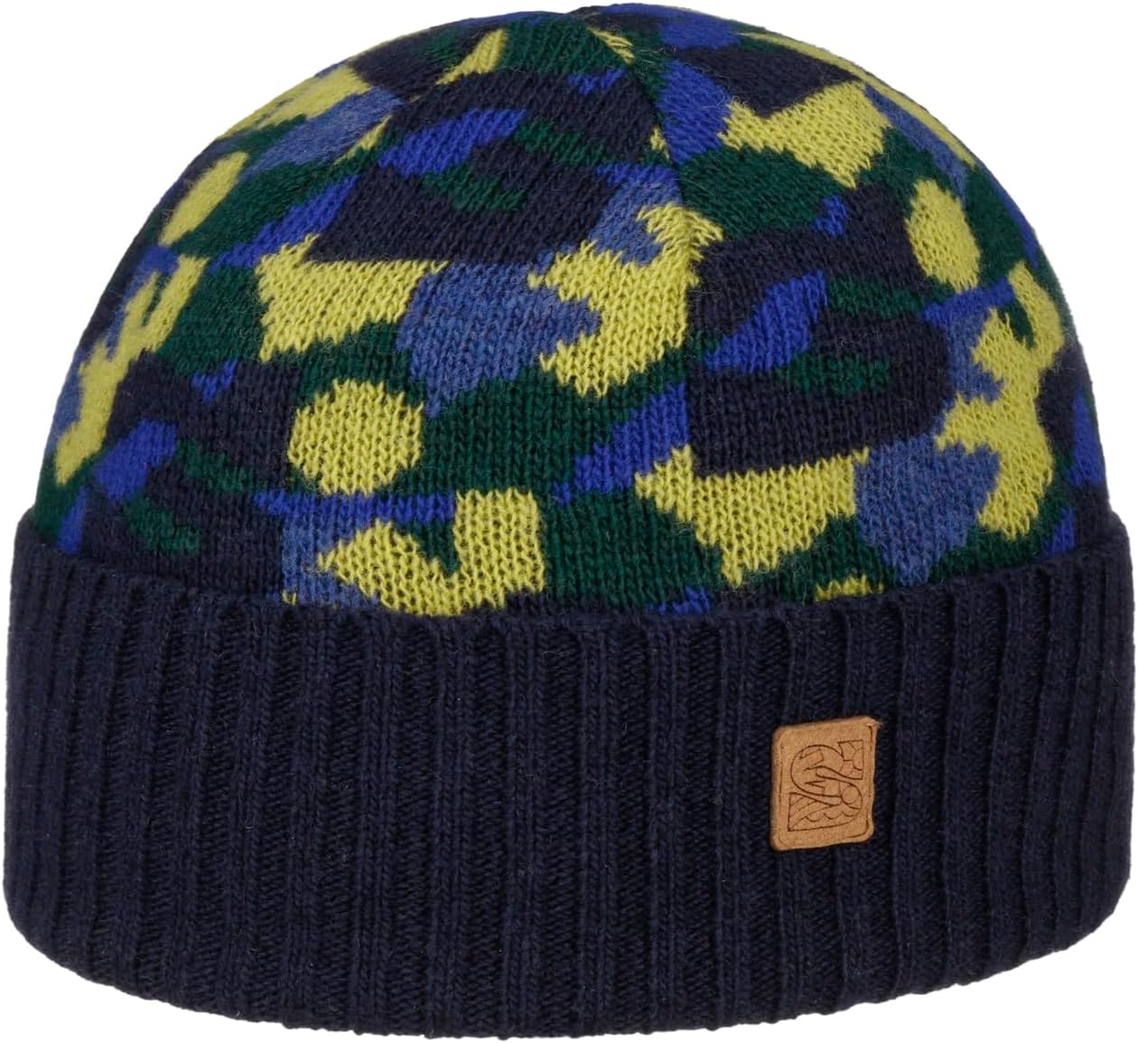 

Шапка-бини Stetson Jacquard x The Feebles из шерстяной смеси с рисунком «гусиная лапка», сделано в Италии, мужская, осень-зима, Blue