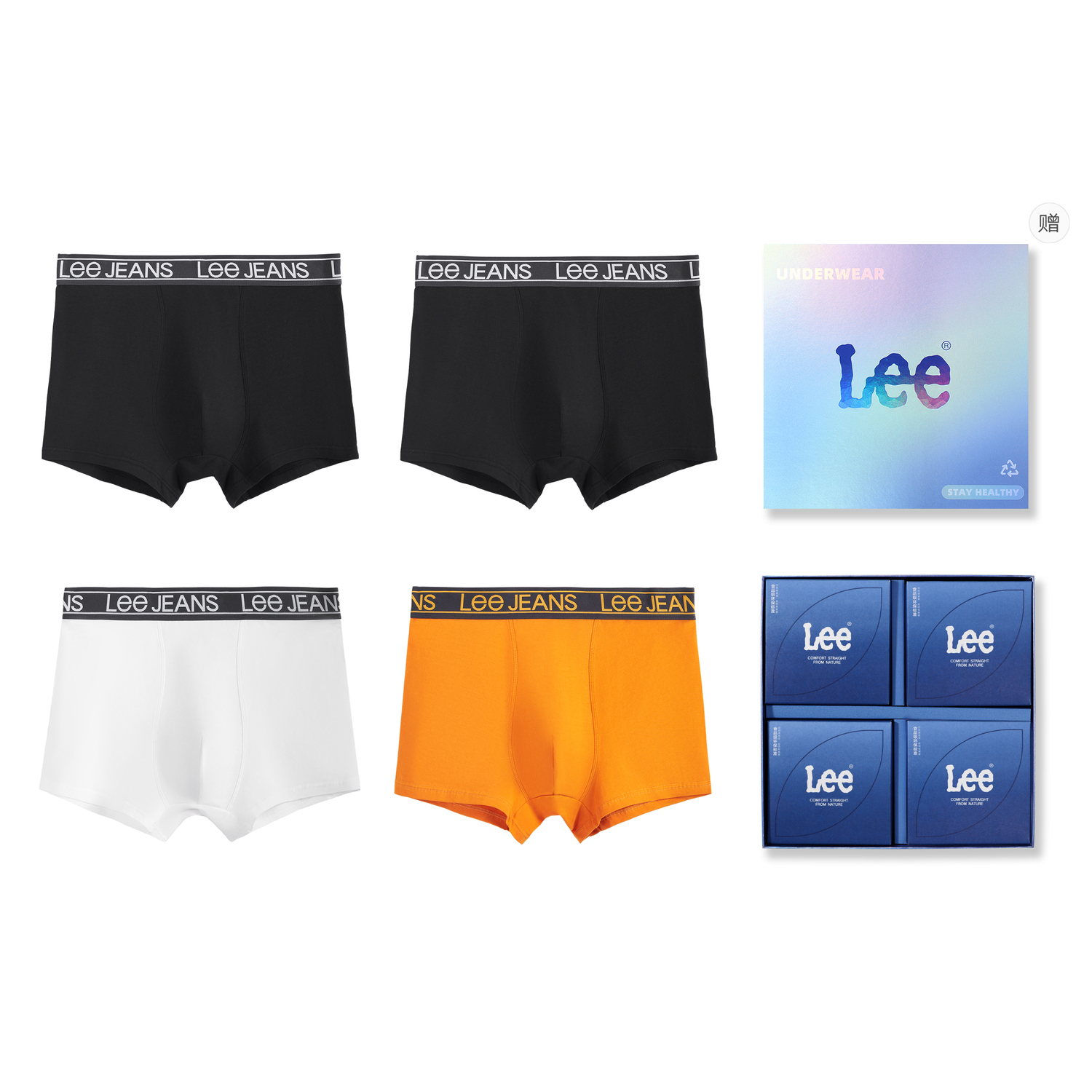 

Трусы мужские 4 штуки подарочный набор Lee, Box 4 Pack (черный+черный+белый+оранжевый)
