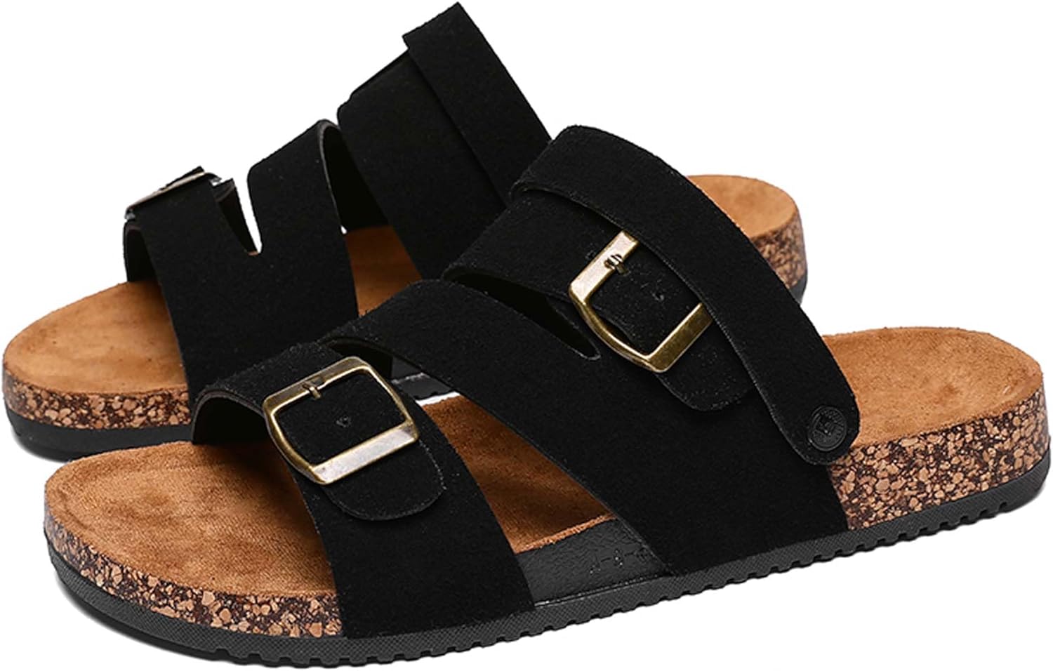 

Мужские сандалии с регулируемой пряжкой, плоские мюли, шлепанцы, летняя обувь с открытым носком для прогулок, пляжа и дома Generic, черный