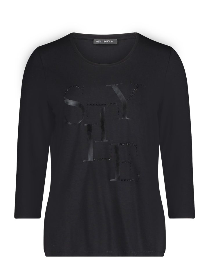 

Betty Barclay Простая футболка с черными вставками, Черный, Betty Barclay Простая футболка с черными вставками