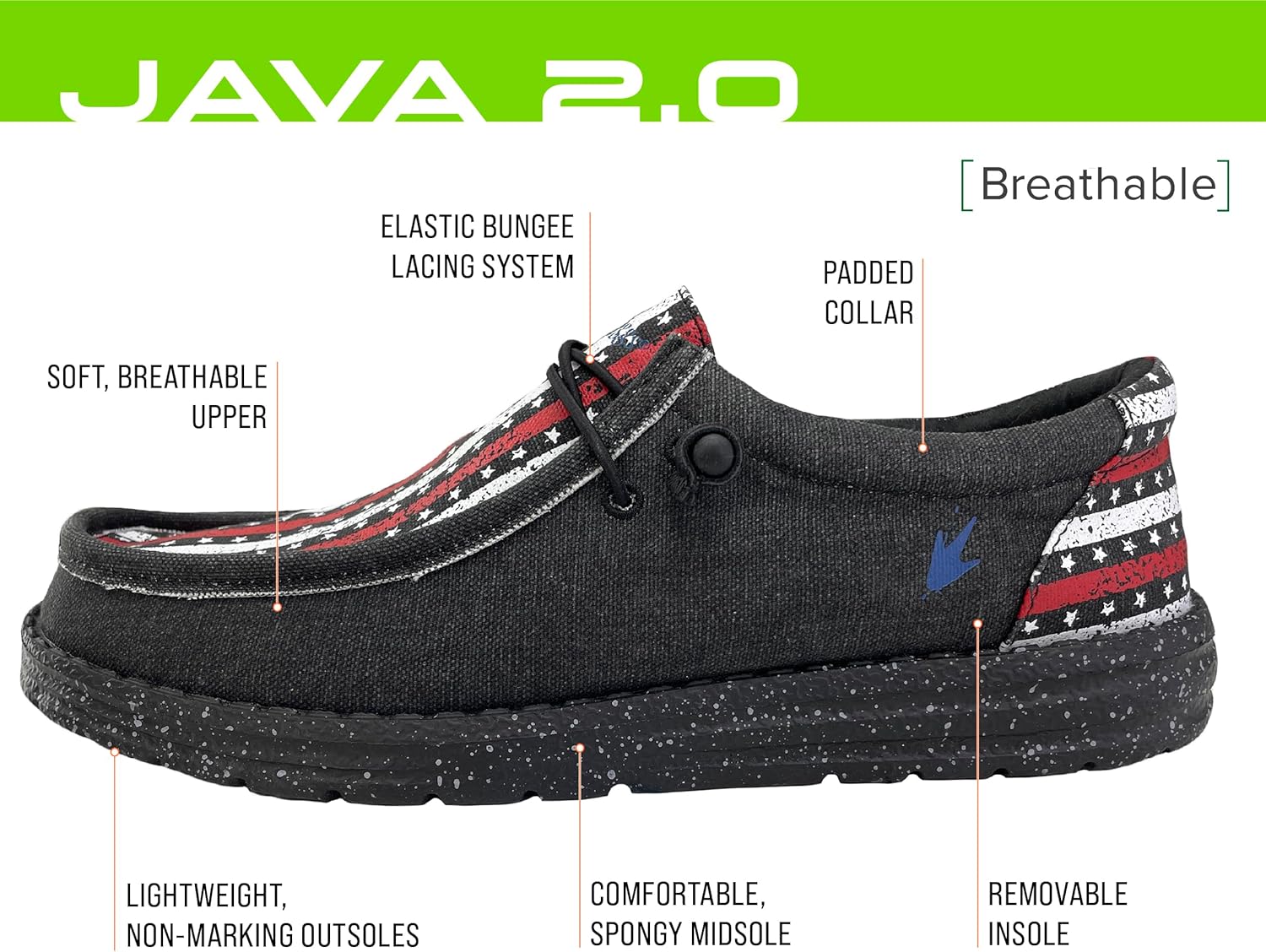 Мужские кроссовки FROGG TOGGS Java 2.0 на шнуровке, не водонепроницаемые, Non Waterproof Stars and Stripes 11 — фото 2