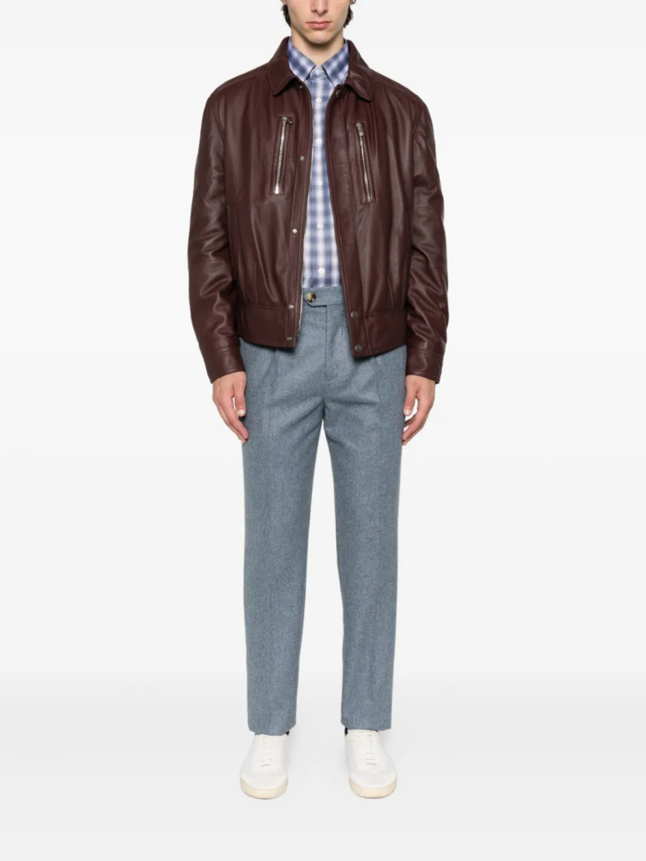 

Кожаная куртка Brunello Cucinelli на молнии, коричневый
