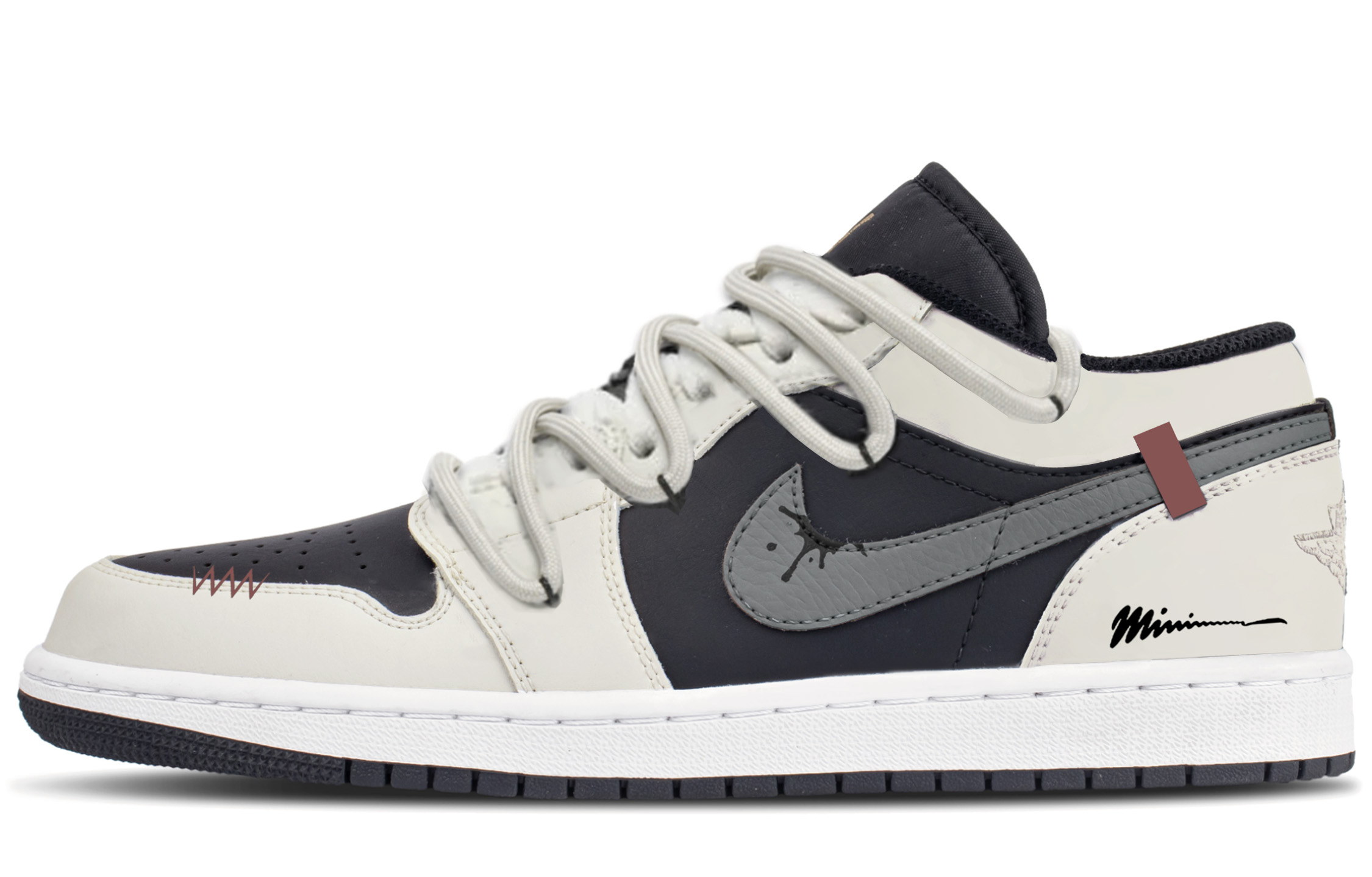 

Воздушные 1 легкие увеличивающие рост низкие винтажные баскетбольные кроссовки мужские Black White Gray Jordan, черный белый серый