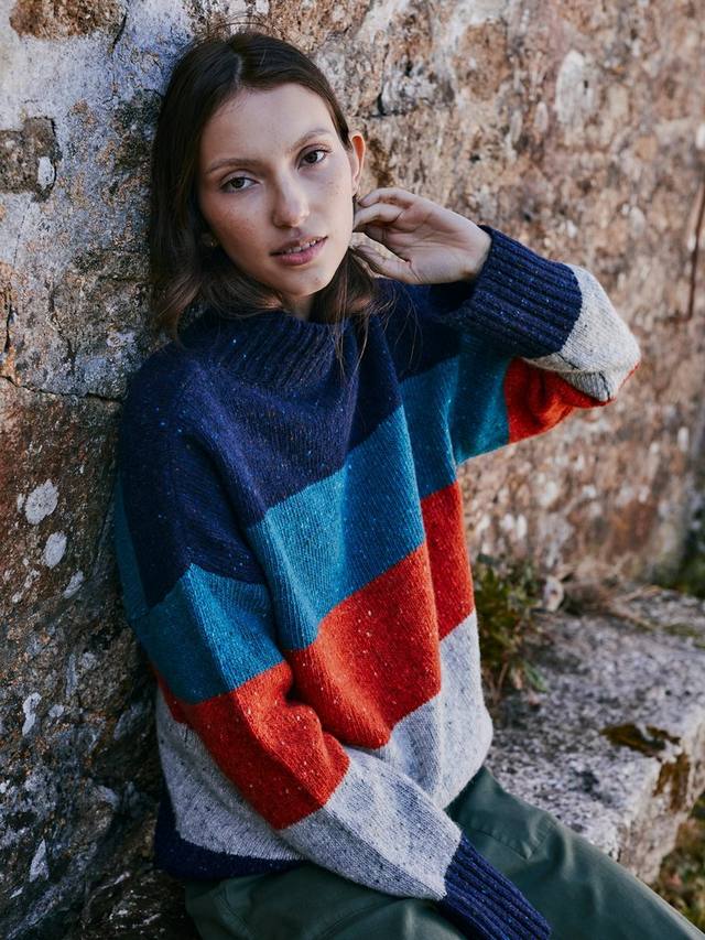 

Полосатый джемпер из чистой шерсти с воронкообразным воротником Celtic & Co., Multi