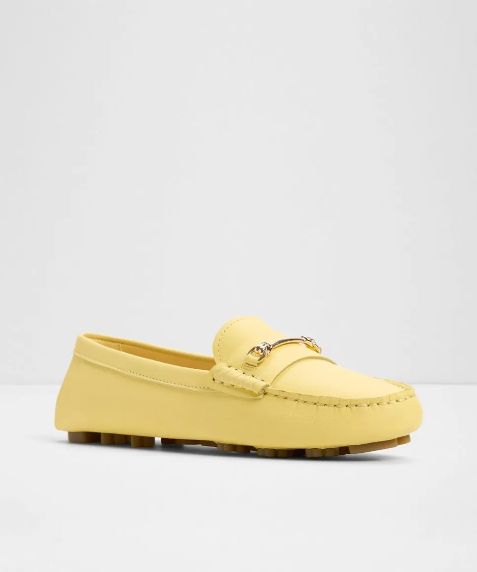 Женские кожаные мокасины с круглым носком Aldo, жёлтый — фото 4