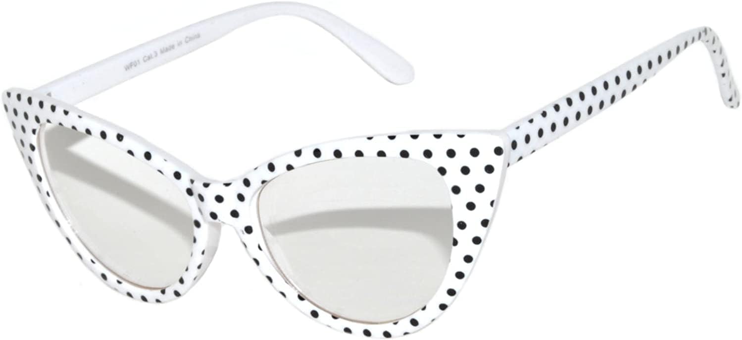 

Женские солнцезащитные очки OWL «кошачий глаз», классический винтажный дизайн с заостренными кончиками и «крыльями», ретро-стиль, защита от УФ-излучения, Clear Lens: White With Polka Dots