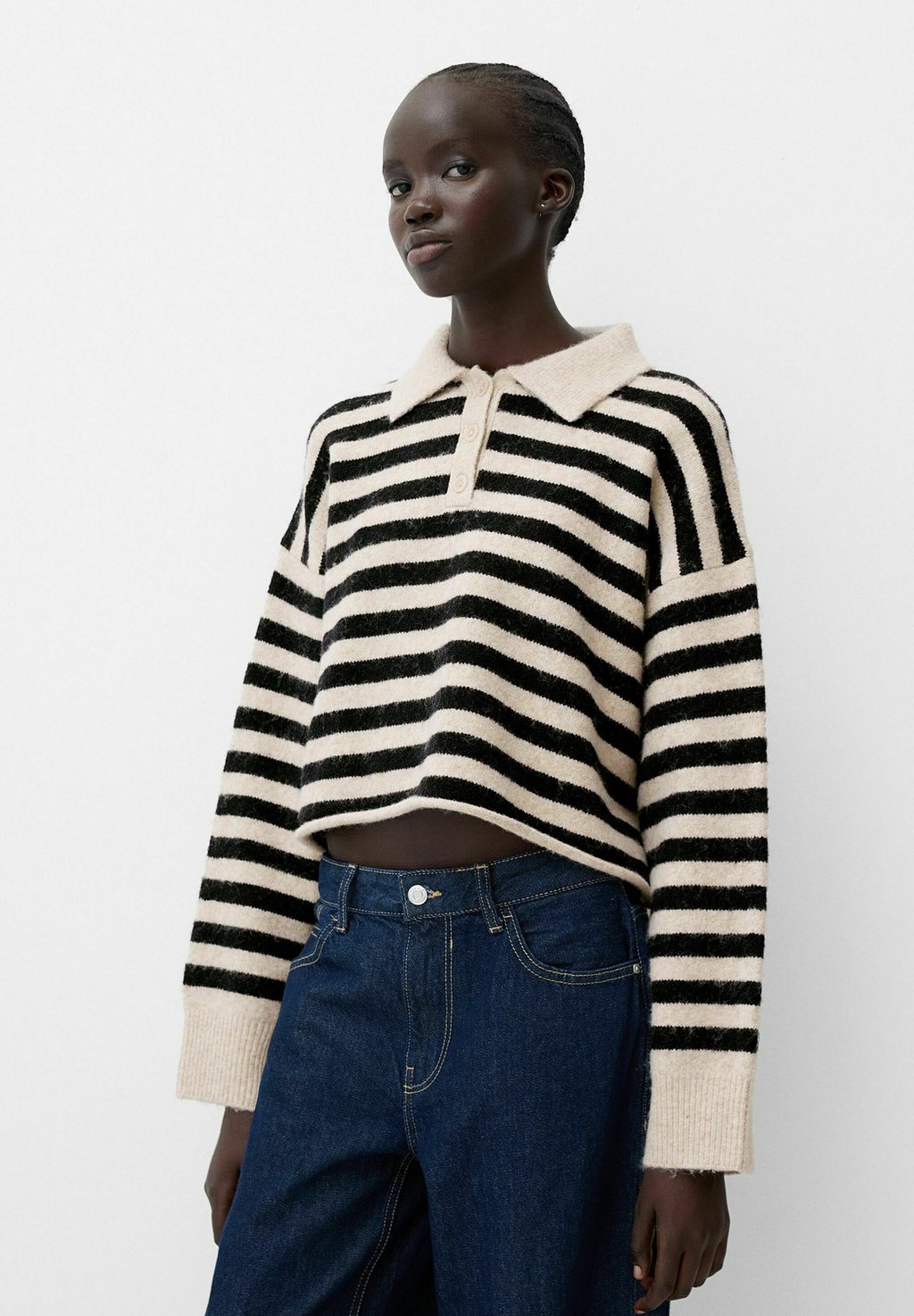 

Топ с длинными рукавами COLLAR Bershka, черный