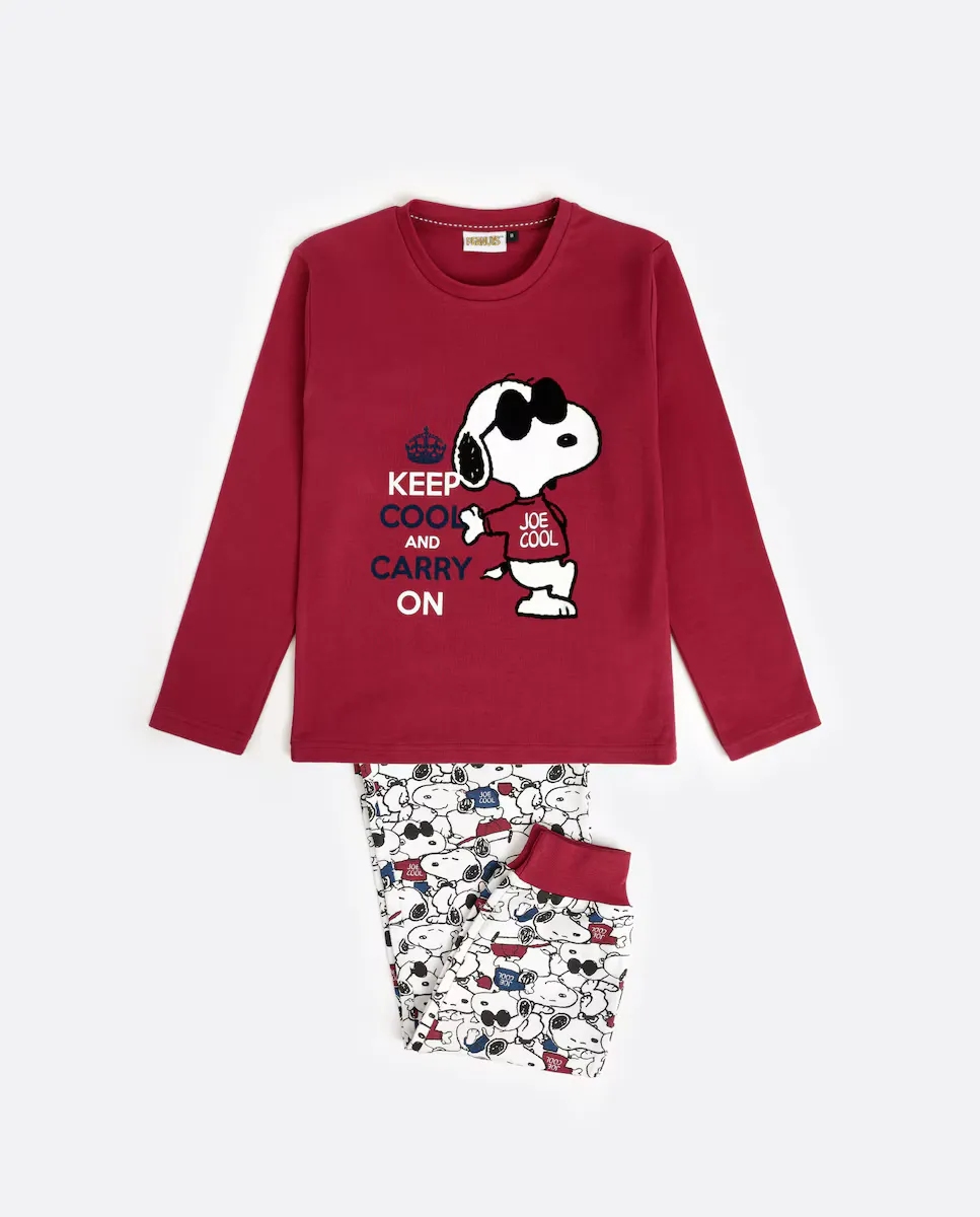 

Длинная бордовая пижама для девочки Peanuts