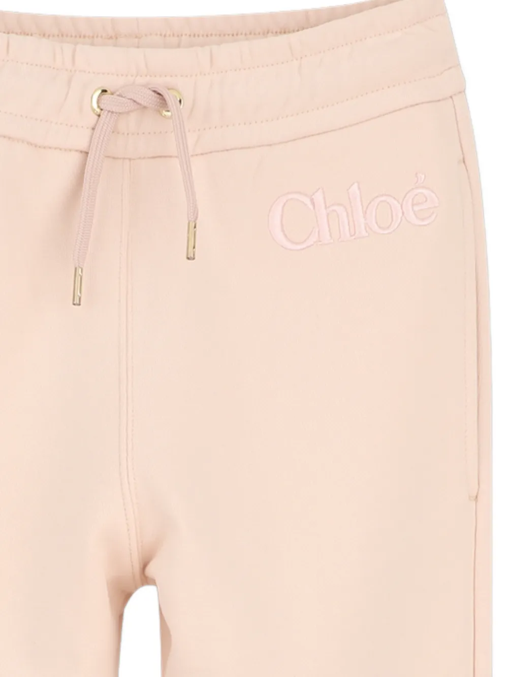 Спортивные брюки с логотипом и кулиской Chloe Kids, бежевый — фото 3