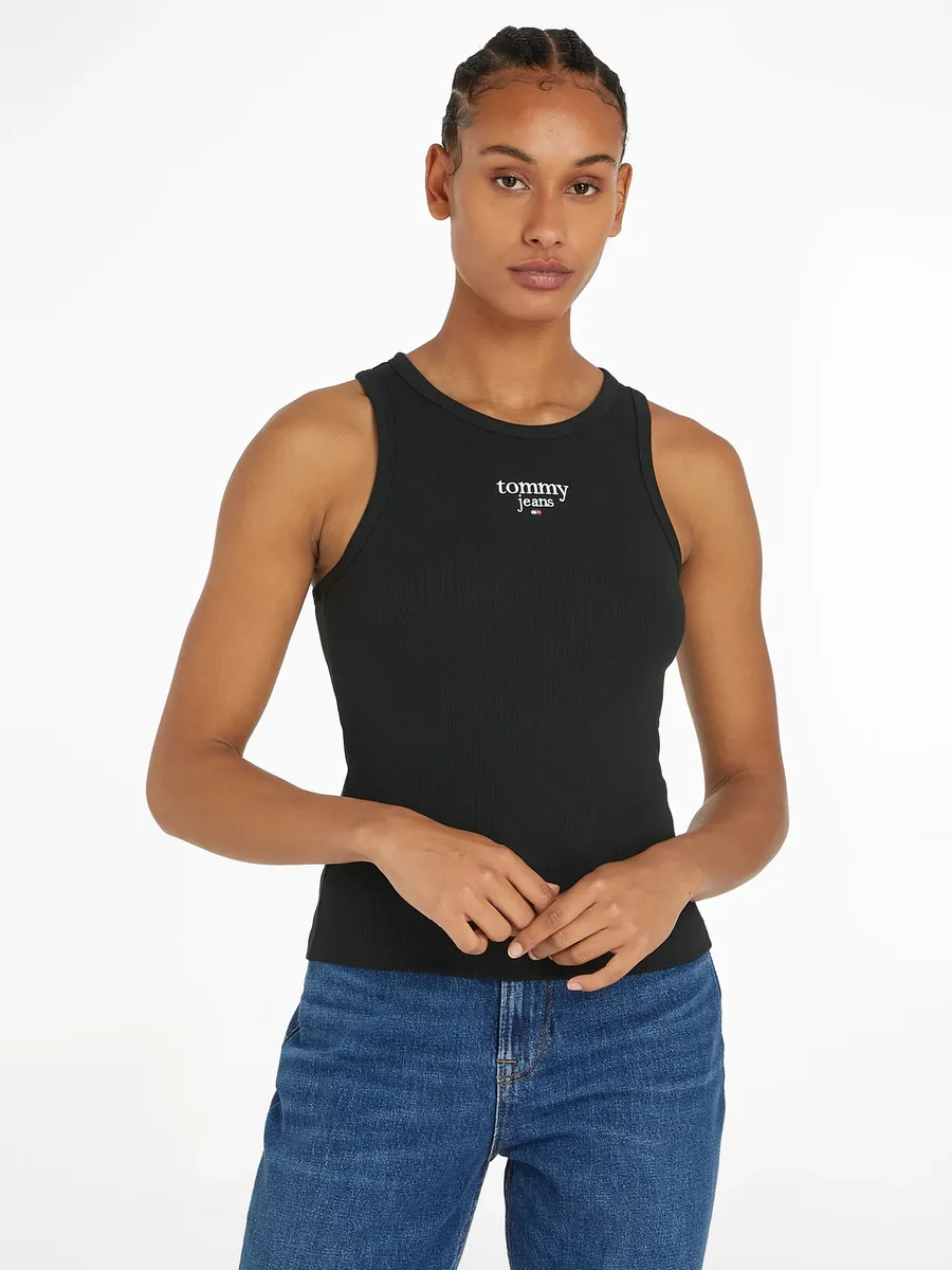 

Майка Tommy Jeans "TJW SLM ESSENTIAL LOGO 1TANK EXT" с логотипом Tommy Jeans, черный