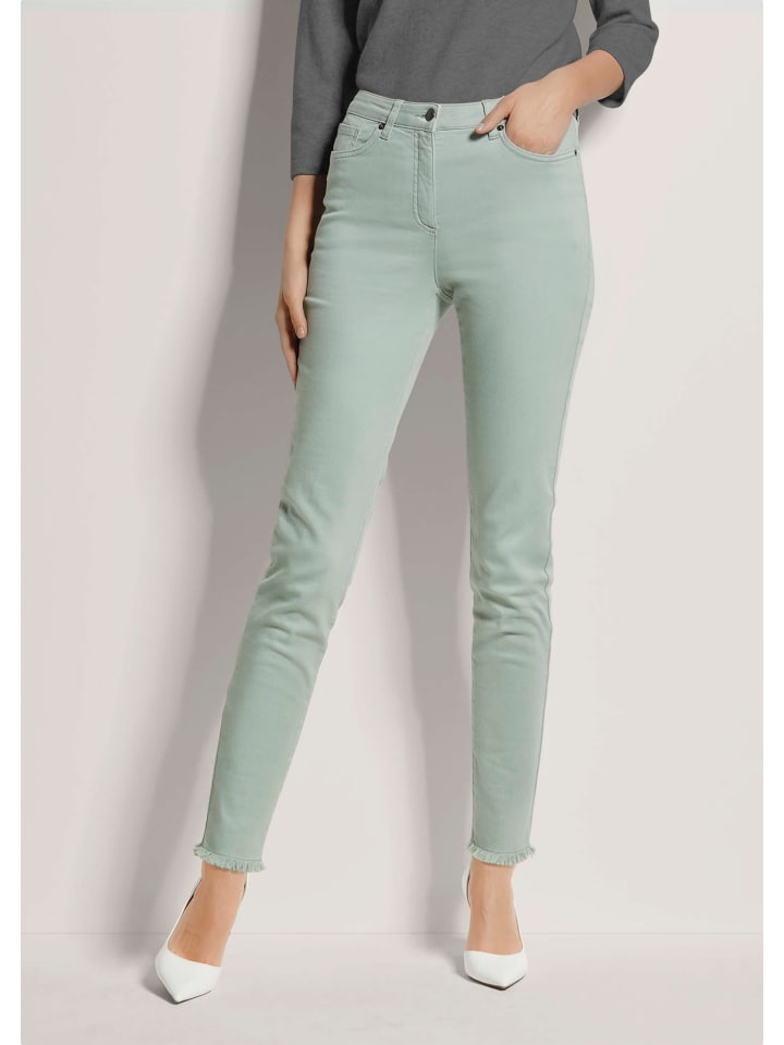 

MADELEINE Узкие джинсы средней посадки с бахромой, светло-зеленого цвета