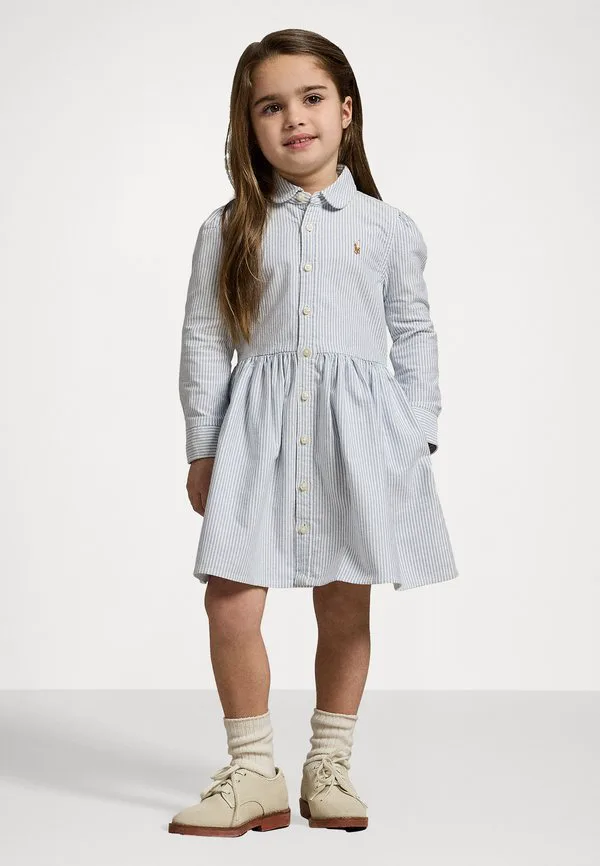 Полосатое хлопковое платье-рубашка оксфорд 714y Polo Ralph Lauren, Blue/White