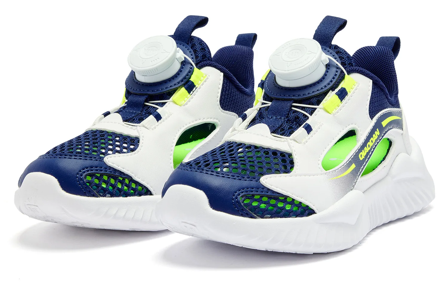 QIAODAN Удобные износостойкие дышащие детские кроссовки для бега низкие Satin Blue/Jordan White — фото 4
