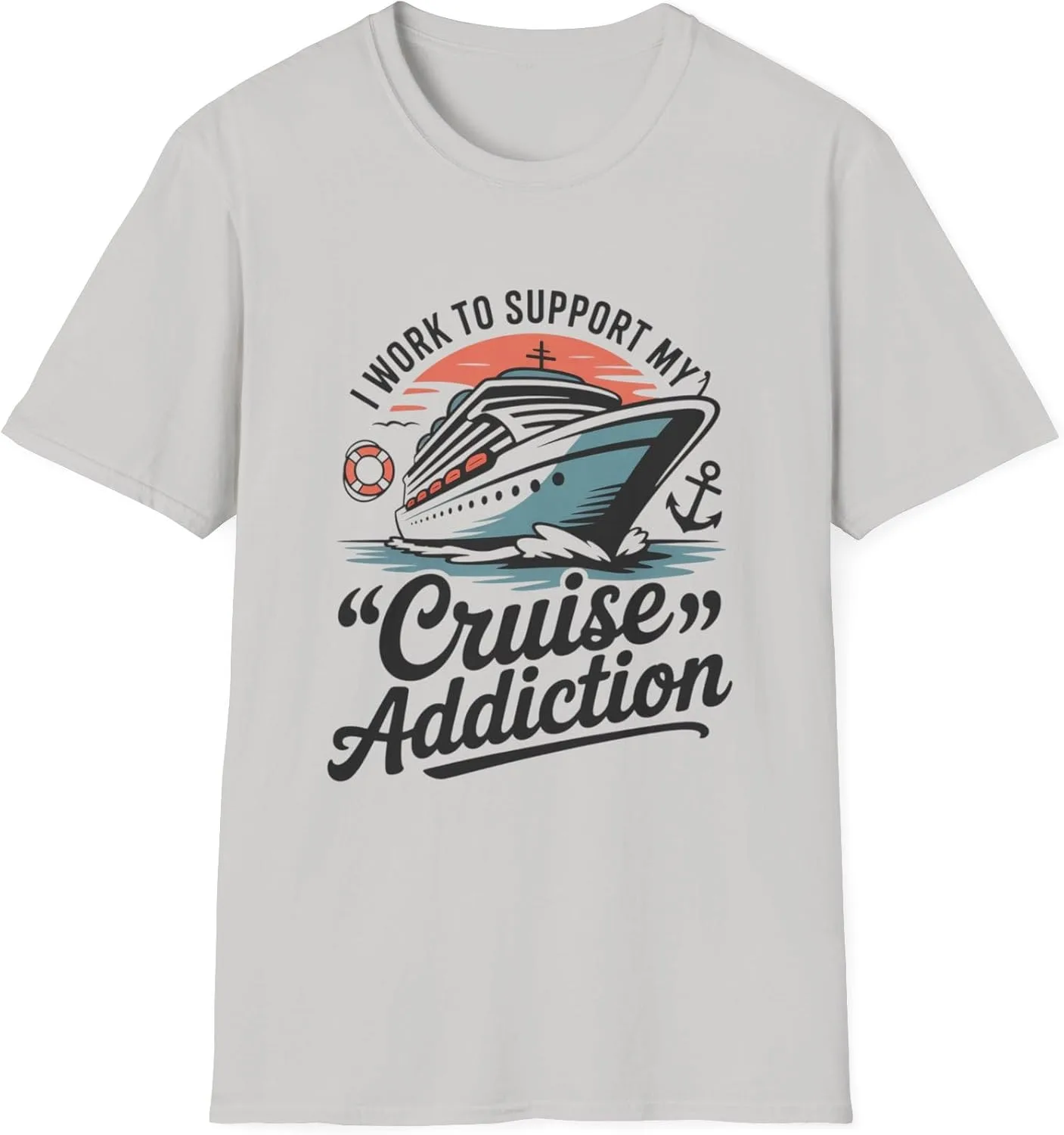 Cruise Addiction Unisex футболка, морская футболка для любителей путешествий, отпускная футболка, летняя одежда, подарок для круизеров GENERIC, серый