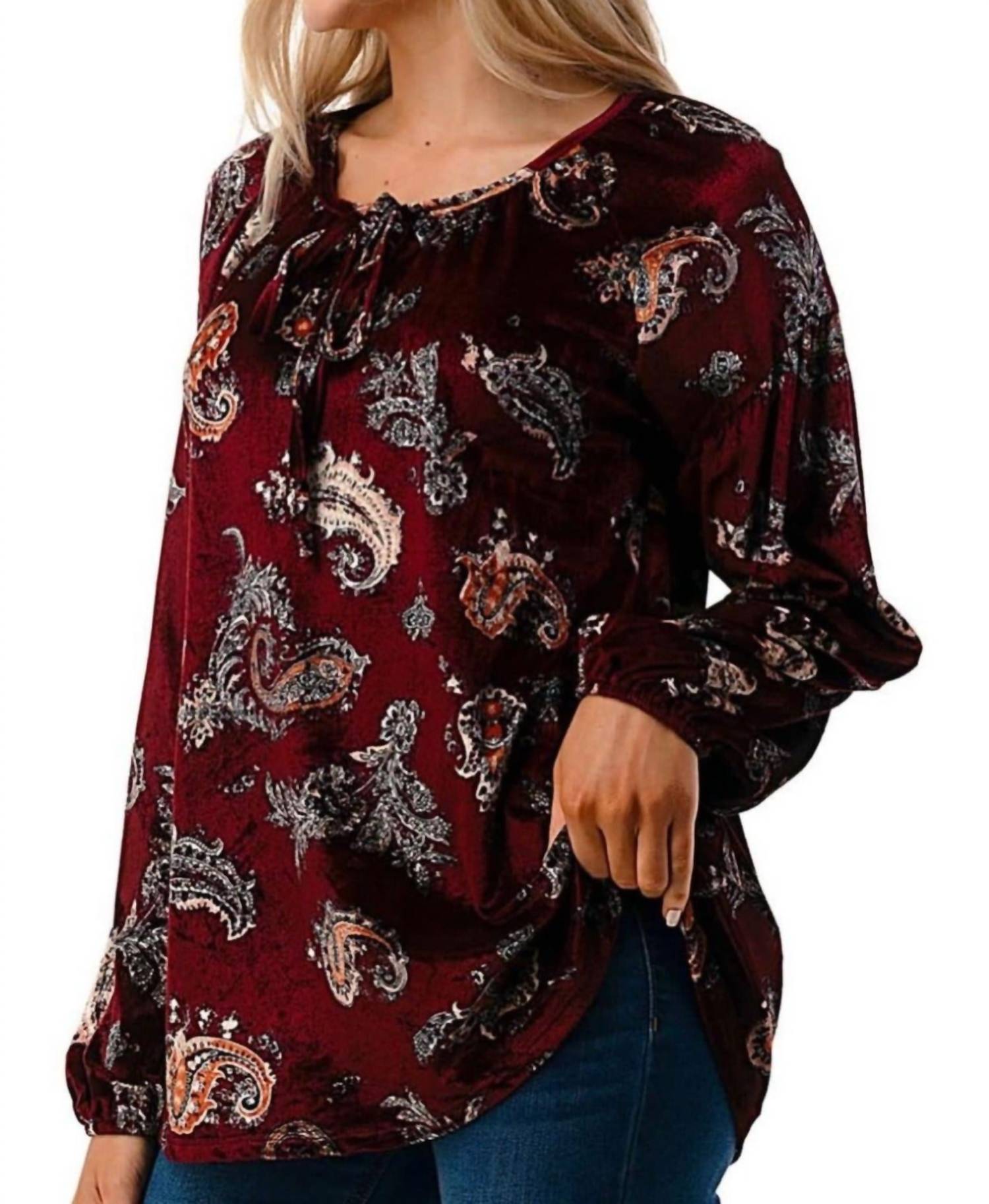 

Топ Ember Raglan из винного бархата VaVa, цвет wine velvet