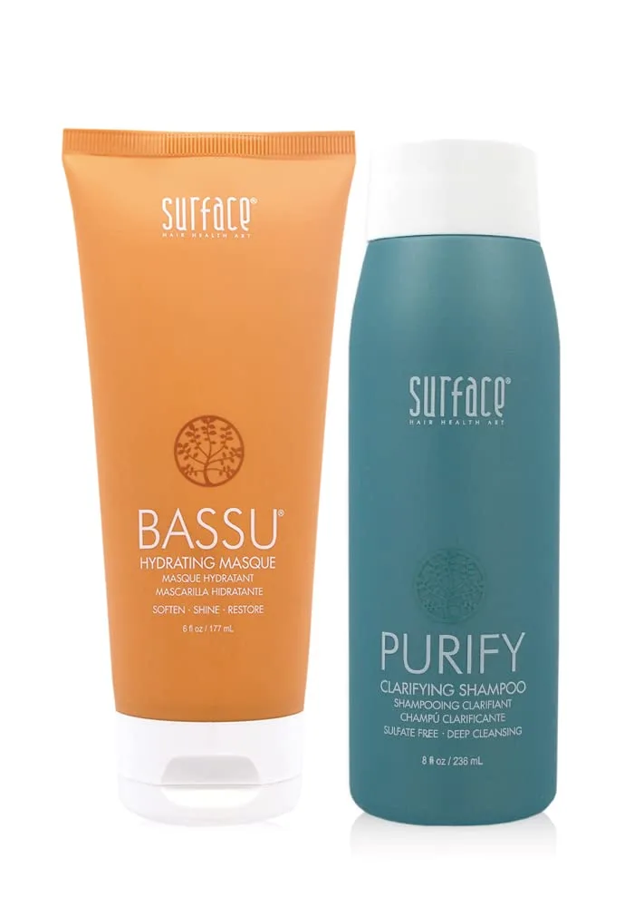 Набор для очищения и защиты волос Surface Hair: очищающий шампунь и увлажняющая маска Bassu.