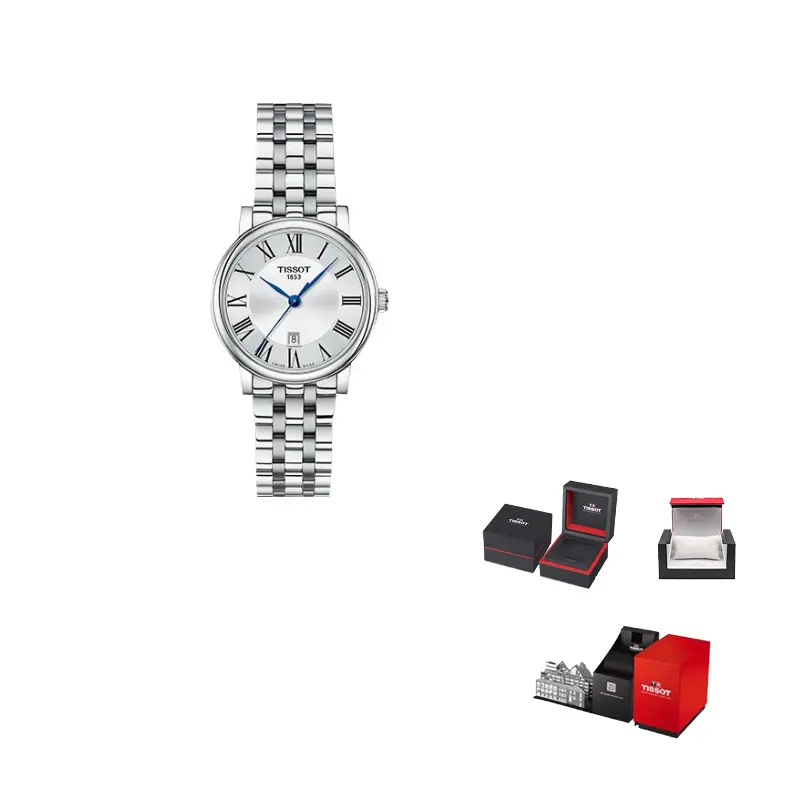 

TISSOT Часы Carson Elite Series Quartz Movement Women's Watch 30mm White Dial Stainless Steel Case Stainless Steel Watchband, Silver Dial