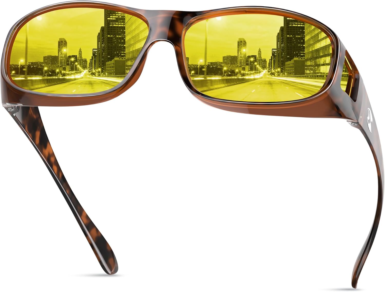 

Очки для вождения в ночное время suoso, надеваемые поверх обычных очков для мужчин и женщин, поляризованные очки ночного видения с антибликовым покрытием и желтыми линзами HD, A03-glossy Tortoiseshell