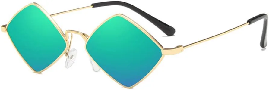 

Солнцезащитные очки ENTHYI в форме бриллианта для мужчин и женщин, металлическая четырехугольная оправа, солнцезащитная пленка, защита от УФ-излучения, Green