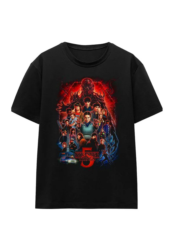 

Футболка с принтом постера сериала «очень странные дела 5». Netflix, Black, Черный, Футболка с принтом постера сериала «очень странные дела 5». Netflix, Black