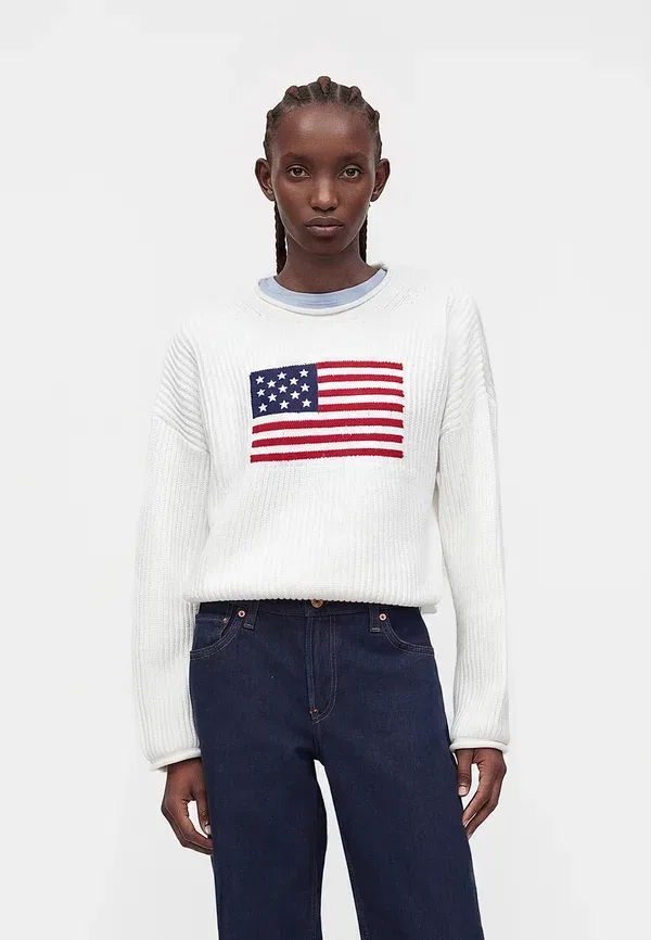 Джемпер Gap Americana graphic crew, новый цвет офф-вайт